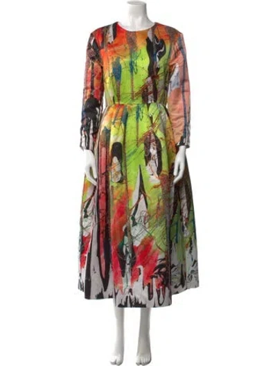 Pre-owned Christopher Kane Printed Long Dress In Green