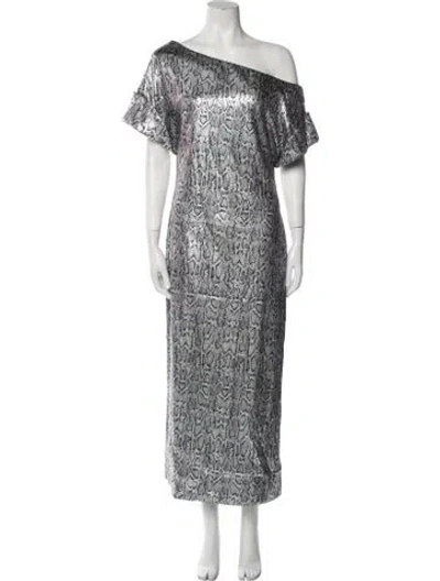 Pre-owned Christopher Kane Printed Long Dress In Silver