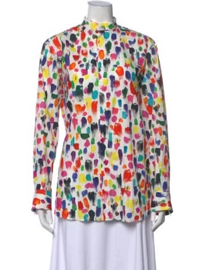 Pre-owned Christopher Kane Printed Long Sleeve Top In White