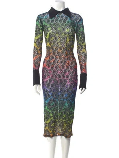 Pre-owned Christopher Kane Printed Midi Length Dress In Green