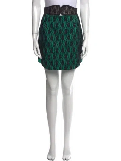 Pre-owned Christopher Kane Printed Mini Skirt W/ Tags In Green