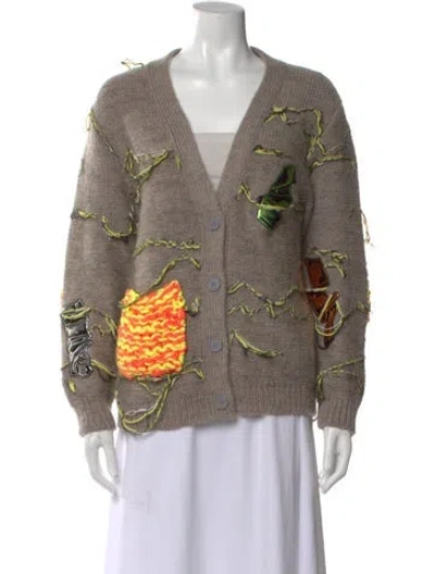 Pre-owned Christopher Kane Printed V-neck Sweater In Neutral