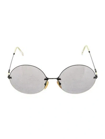 Pre-owned Christopher Kane Round Mirrored Sunglasses In Black/yellow