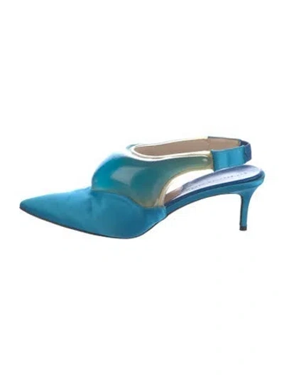 Pre-owned Christopher Kane Satin Slingback Pumps In Blue