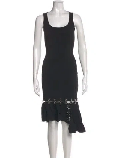 Pre-owned Christopher Kane Scoop Neck Midi Length Dress In Black