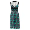 Christopher Kane Silk Floral Print Overlay Dress In Black