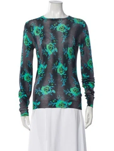 Pre-owned Christopher Kane Silk Floral Print Top In Gray