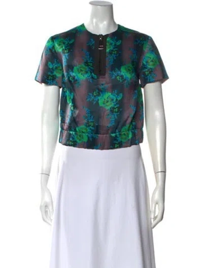 Pre-owned Christopher Kane Silk Floral Print Top In Grey