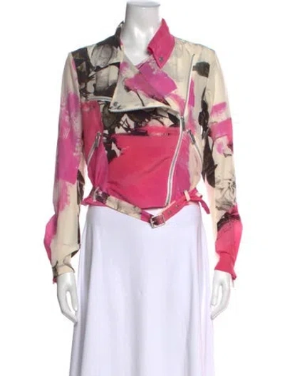 Pre-owned Christopher Kane Silk Floral Print Top In Pink