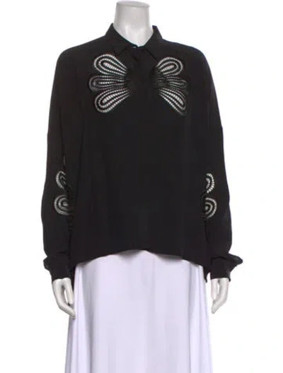 Pre-owned Christopher Kane Silk Graphic Print Sweatshirt In Black