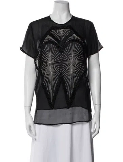 Pre-owned Christopher Kane Silk Graphic Print Top In Blue