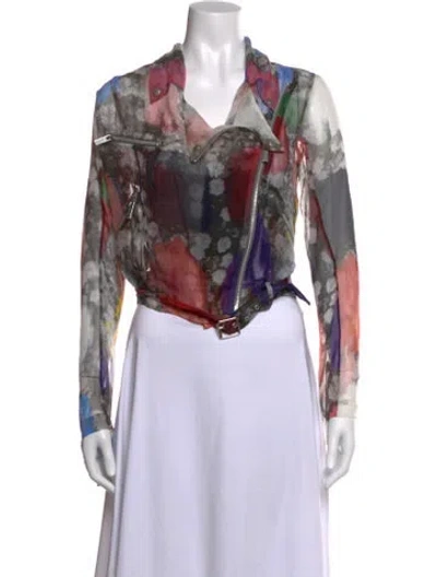 Pre-owned Christopher Kane Silk Graphic Print Top In Multi