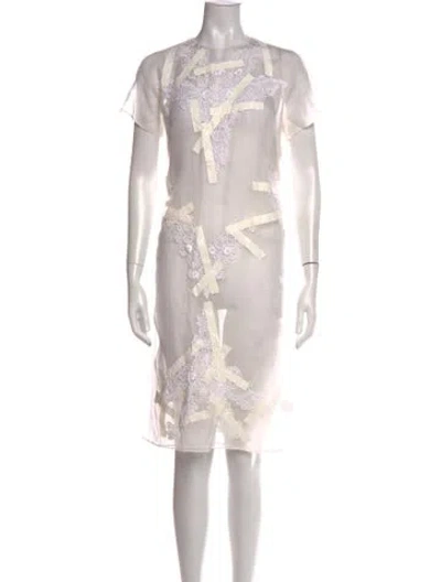 Pre-owned Christopher Kane Silk Knee-length Dress In White