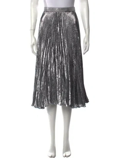 Pre-owned Christopher Kane Silk Midi Length Skirt In Black/metallic/silver