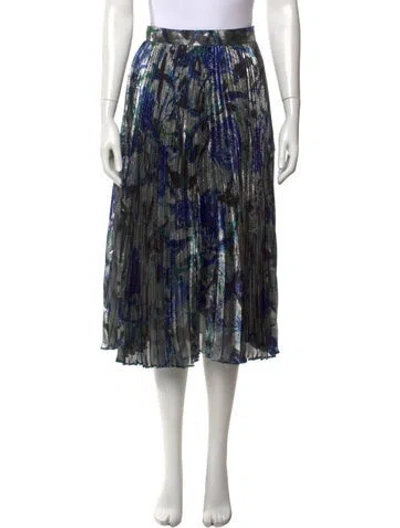 Pre-owned Christopher Kane Silk Midi Length Skirt In Metallic/silver