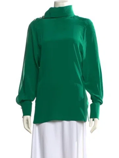 Pre-owned Christopher Kane Silk Mock Neck Sweatshirt In Green