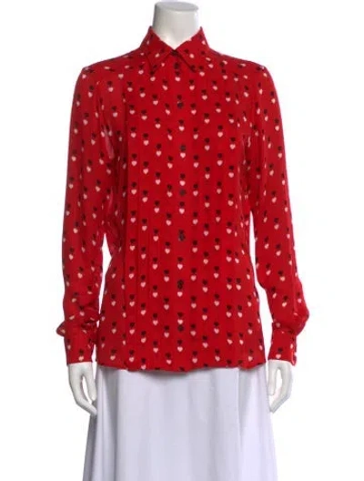 Pre-owned Christopher Kane Silk Polka Dot Print Blouse In Red