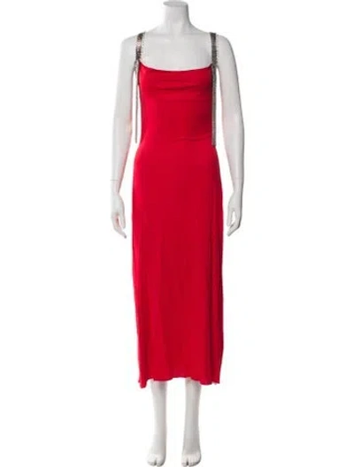 Pre-owned Christopher Kane Square Neckline Long Dress In Red
