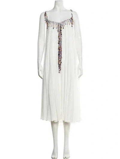 Pre-owned Christopher Kane Square Neckline Long Dress In White