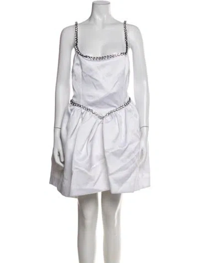 Pre-owned Christopher Kane Square Neckline Mini Dress In White
