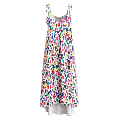 Pre-owned Christopher Kane Ss21 Neon Smudge Print Dress In Gray