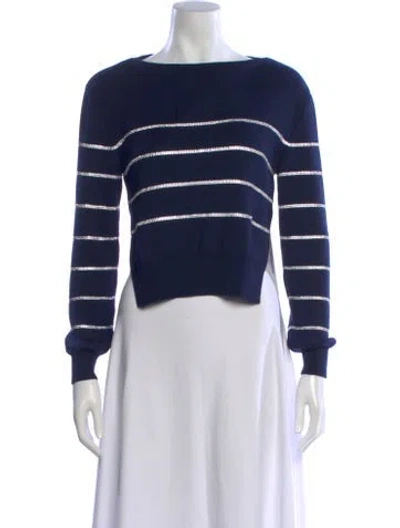 Pre-owned Christopher Kane Striped Bateau Neckline Sweater In Blue