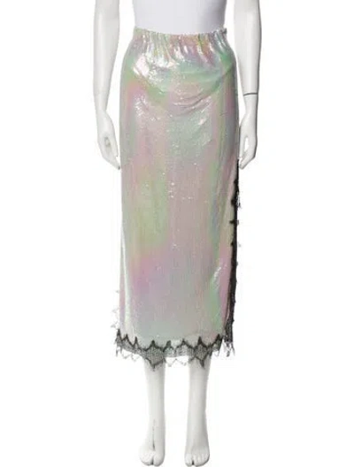Pre-owned Christopher Kane Striped Midi Length Skirt In Silver