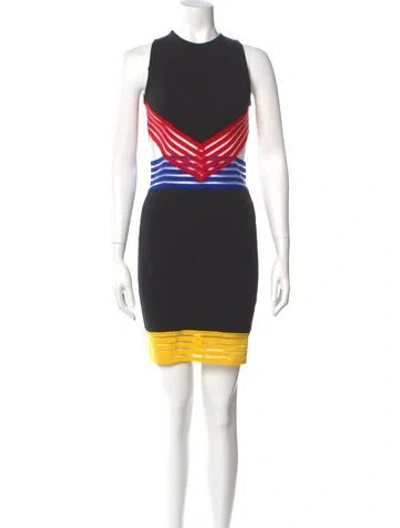 Pre-owned Christopher Kane Striped Mini Dress In Black