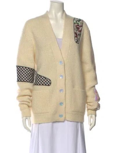 Pre-owned Christopher Kane Striped V-neck Sweater In Neutral