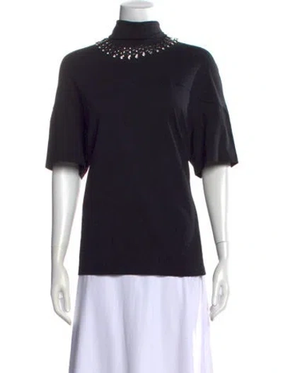Pre-owned Christopher Kane Turtleneck Short Sleeve Top In Black