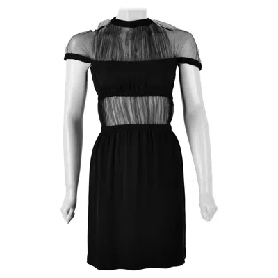 Pre-owned Christopher Kane Us 6 Silk Net Panel Mini Dress In Black