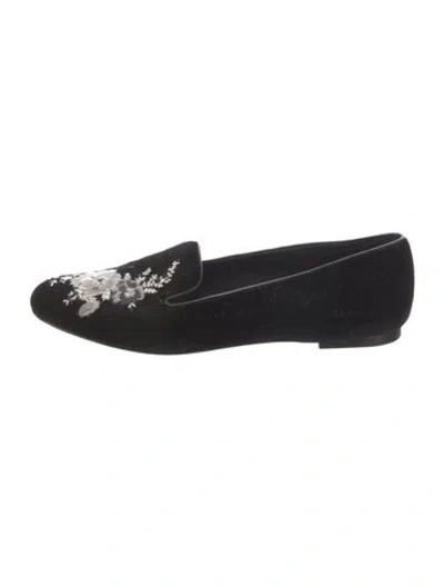 Pre-owned Christopher Kane Velvet Floral Print Loafers In Black