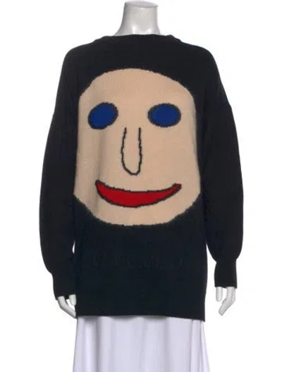 Pre-owned Christopher Kane Virgin Wool Graphic Print Sweater In Black