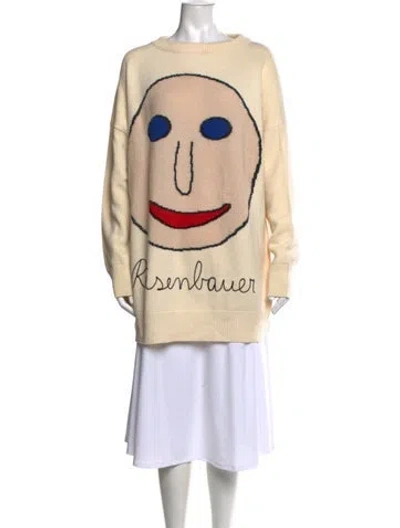 Pre-owned Christopher Kane Virgin Wool Graphic Print Sweater In Neutral