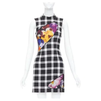 Pre-owned Christopher Kane Virgin Wool Multicolor Orchid Plaid Print Dress It38 Xs In Purple