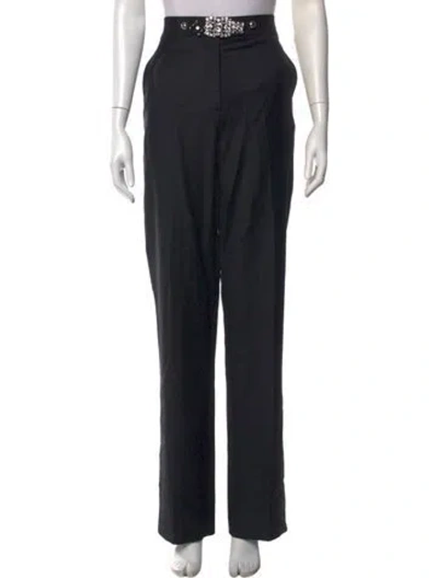 Pre-owned Christopher Kane Virgin Wool Straight Leg Pants In Black