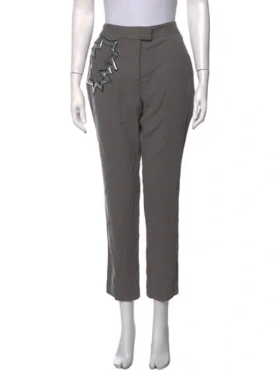 Pre-owned Christopher Kane Virgin Wool Straight Leg Pants In Grey