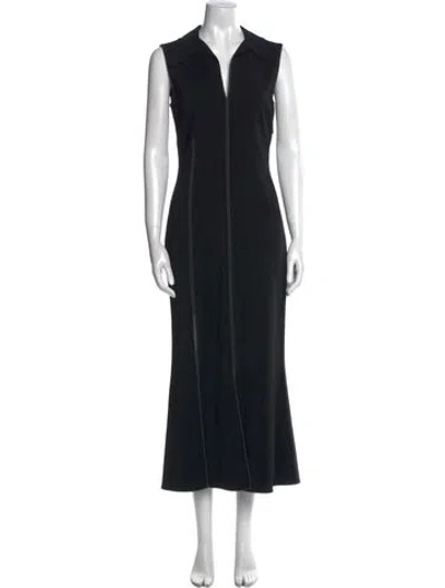 Pre-owned Christopher Kane V-neck Long Dress In Black