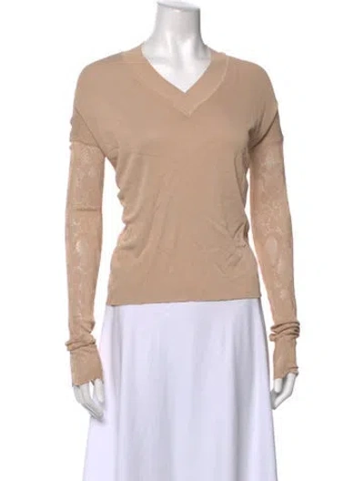 Pre-owned Christopher Kane V-neck Long Sleeve Top In Neutrals