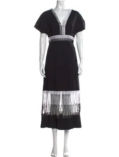 Pre-owned Christopher Kane V-neck Midi Length Dress In Black