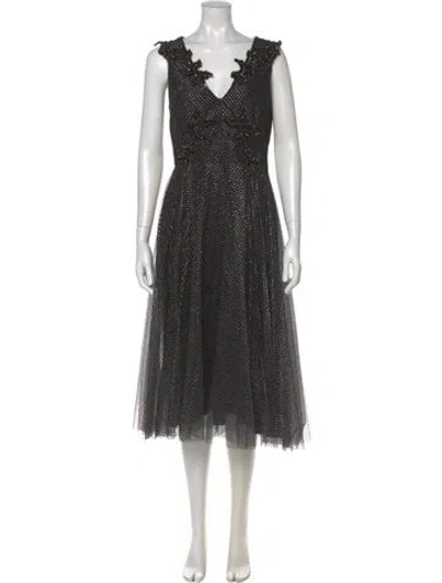 Pre-owned Christopher Kane V-neck Midi Length Dress In Multi