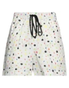 Christopher Kane Neon Dash-print Drawstring Shorts In White
