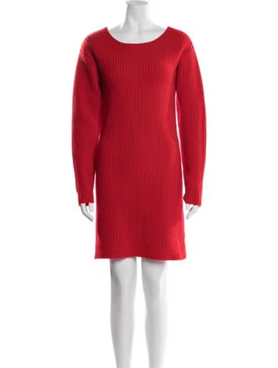 Pre-owned Christopher Kane Wool Knee-length Dress W/ Tags In Red