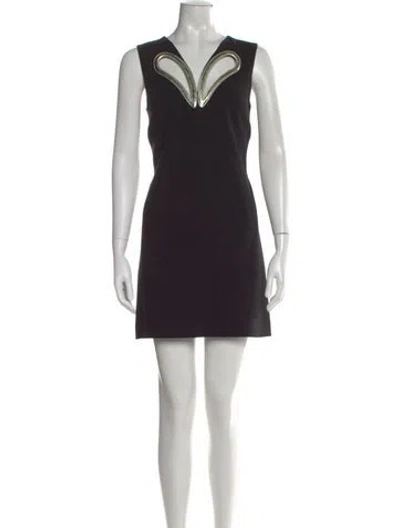 Pre-owned Christopher Kane Wool Mini Dress In Black