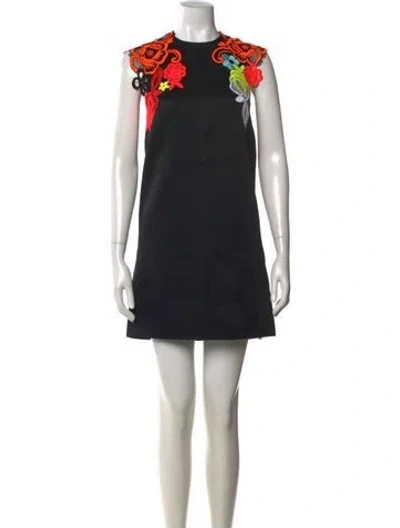 Pre-owned Christopher Kane Wool Mini Dress In Black