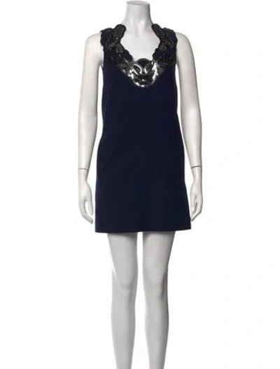 Pre-owned Christopher Kane Wool Mini Dress In Black