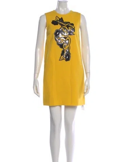 Pre-owned Christopher Kane Wool Mini Dress In Yellow