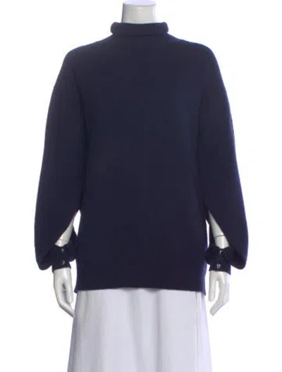 Pre-owned Christopher Kane Wool Mock Neck Sweater In Blue