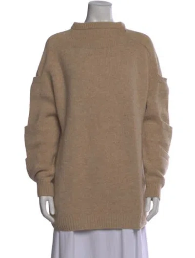 Pre-owned Christopher Kane Wool Mock Neck Sweater In Neutral