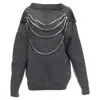 Christopher Kane Wool Rhinestone Chain Harness Oversized Sweater Dress In Black